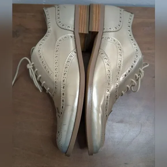 Botkier Preppy Gold Metallic Academia Menswear Wingtip Oxford Loafers 9.5 - Picture 12 of 16